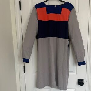Eloquii Dress in Gray, Blue, and Coral, NEW, SZ 16